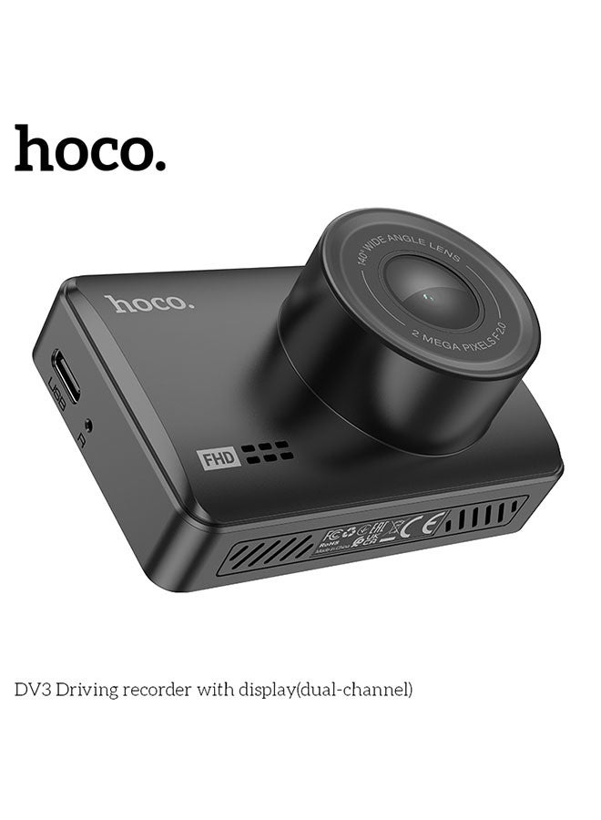 hoco. Dash cam “DV3” dual channel driving recorder(Black) - Image 5