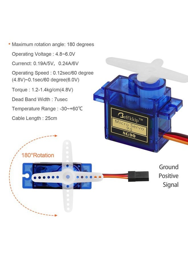 Beffkkip 4Pcs SG90 9g Micro Servos for RC Robot Helicopter Aeroplane Controls Car Boat - Image 5