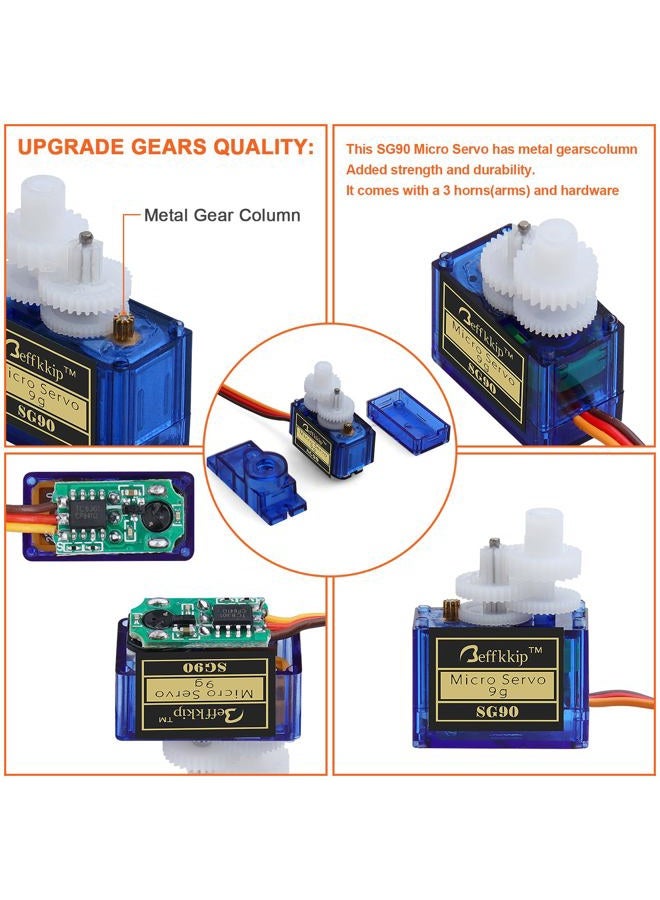 Beffkkip 4Pcs SG90 9g Micro Servos for RC Robot Helicopter Aeroplane Controls Car Boat - Image 2