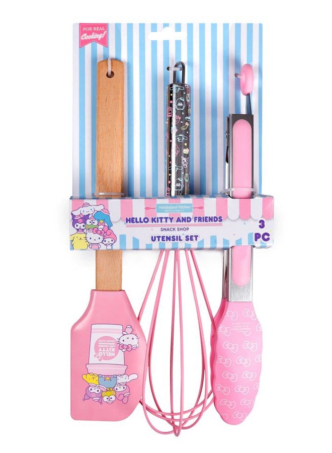 Handstand Kitchen Hello Kitty and Friends Snack Shop Kitchen Utensil Set with 10.75" Tongs, 10.75" Spatula and 11" Whisk - Image 1