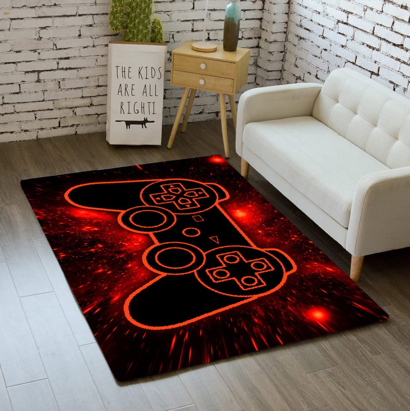 Jiospet Gaming Rugs for Bedroom Boys Living Room Gamer Gamepad Red Carpets Floor Mat Player Indoor Mats Gaming Art Design Home Decor Crystal Doormat Yoga Mats 2x3