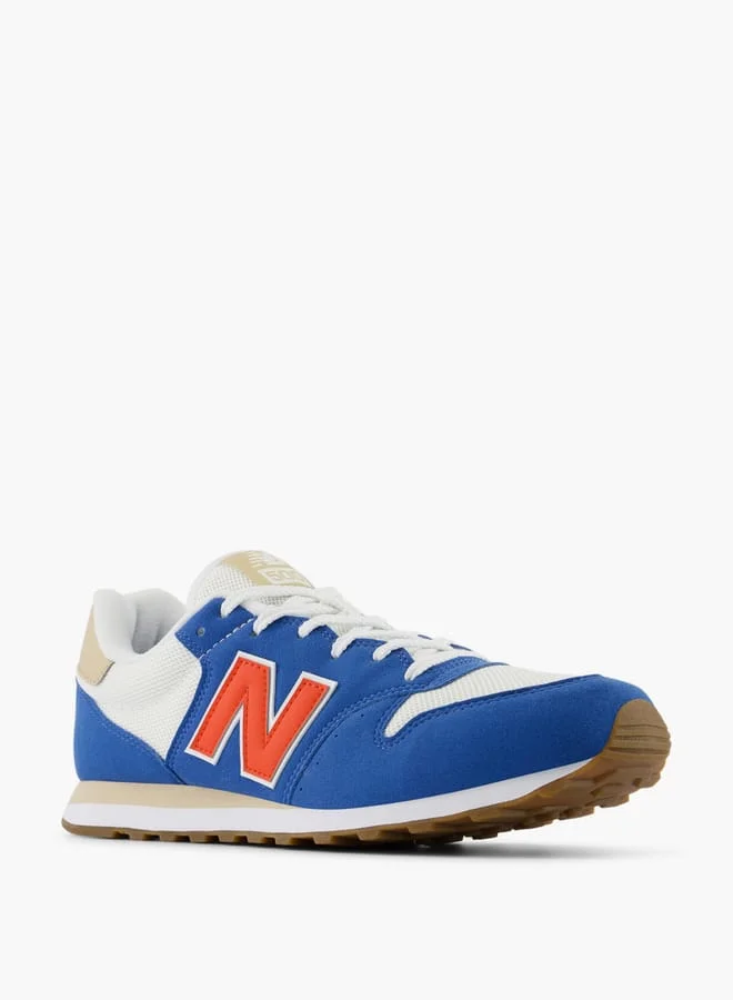 نيو بالانس Men's Colourblock Sneakers with Lace-Up Closure - 500