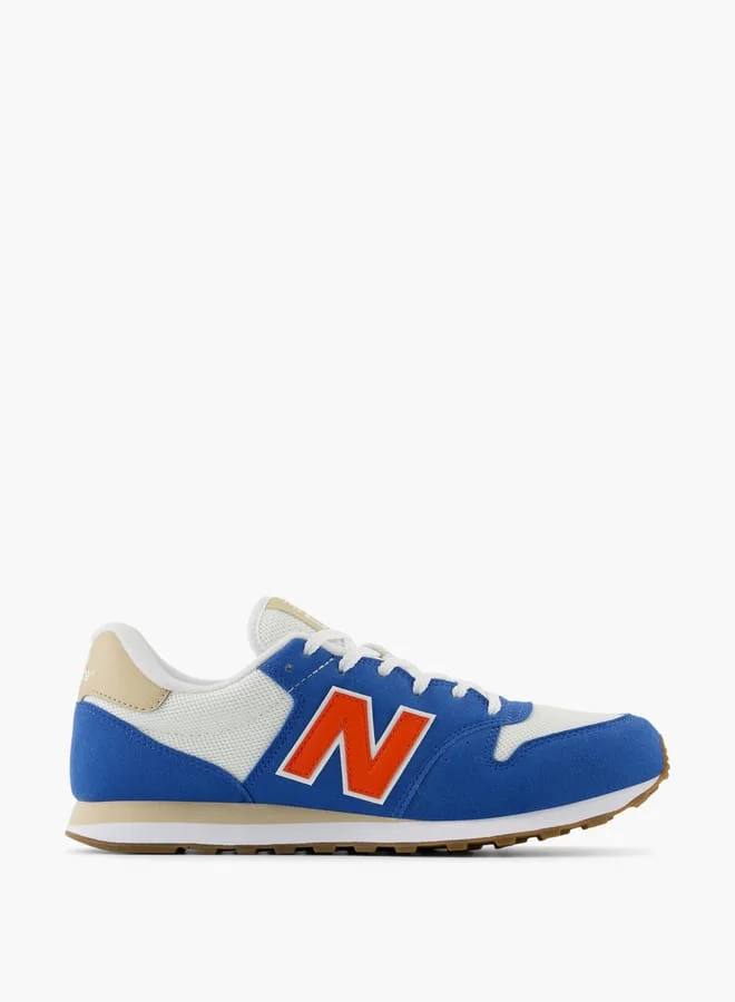 نيو بالانس Men's Colourblock Sneakers with Lace-Up Closure - 500
