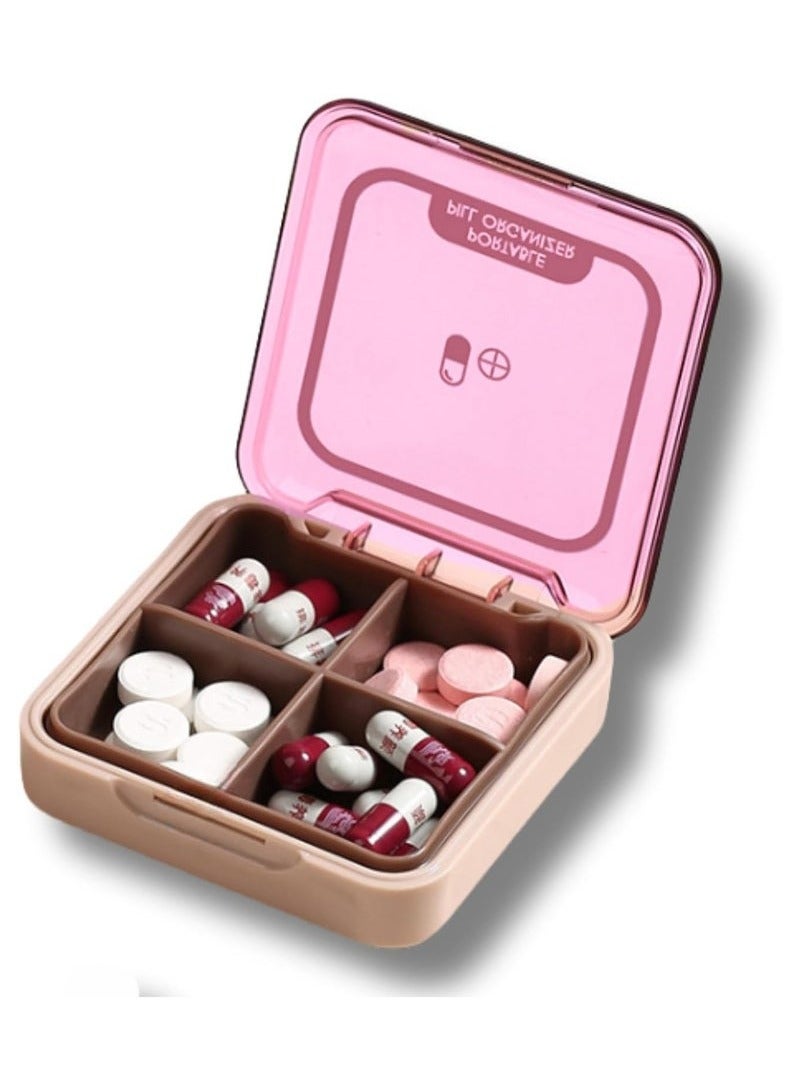 ATRJSZ iDreamg Portable Pill Organizer,Small Pill Box,Travel Pill Case,Pill Container for Pocket, 4 Compartments, Daily Compact Travel Medicine Holder for Vitamins Medication - Image 1