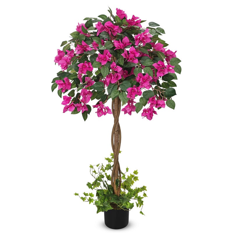 Briful 3.94FT Artificial Bougainvillea Tree in Pot â€“ Faux Silk Bougainvillea Floral Tree Decorative Pink Fake Trees for Home Office Living Room Indoor Outdoor DÃ©cor - Image 1