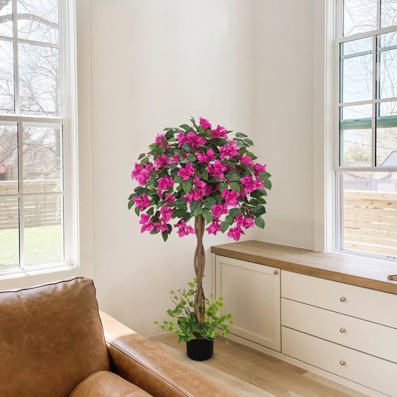Briful 3.94FT Artificial Bougainvillea Tree in Pot â€“ Faux Silk Bougainvillea Floral Tree Decorative Pink Fake Trees for Home Office Living Room Indoor Outdoor DÃ©cor - Image 5