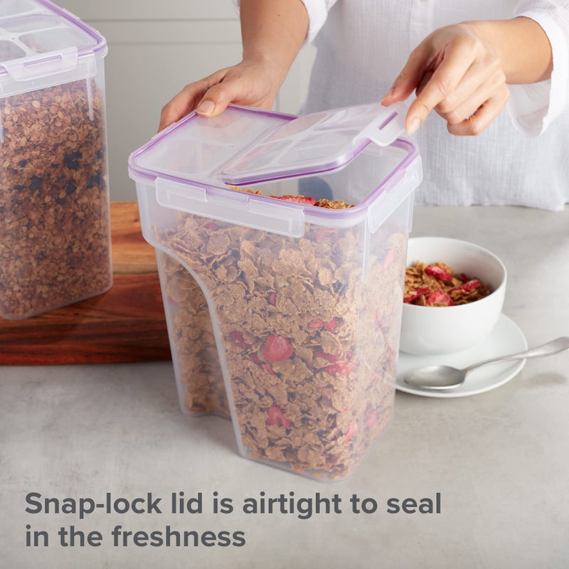 Snapware Airtight 2-Pack (22.8 Cup) Cereal Dispenser Storage Containers, Flip-Top Lid BPA Free, Plastic Containers For Cereal, Rice, Snack, Dry Food and Pantry Organization - Image 2