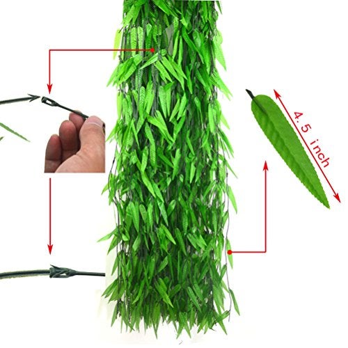 Beebel 50 Strands Artificial Vine Fake Leaves Silk Willow Rattan Wicker Twig for Jungle Party Supplies - Image 2