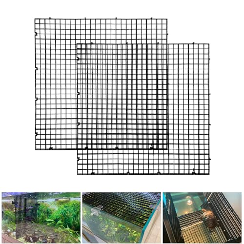 Weramics Adjustable Aquarium Fish Tank Divider Filter Bottom Plastic Grid Fish Tank Isolation Board Egg Crate Tray((Black, 2pcs 11.8X11.8Inch with 0.35Inch Hole) - Image 1