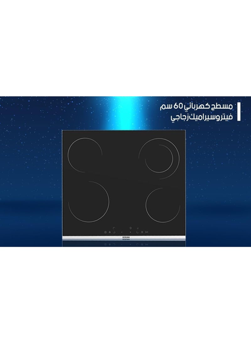 Ocean Built-in Ocean Hob, 4 Burners, Electric, Touch Control, Ceramic, 60 cm, Black - OHVR 64 NH TC - Image 2
