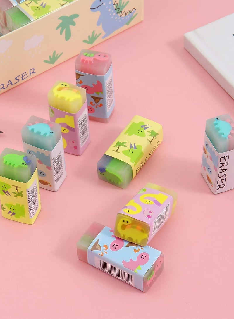 8-Pack Dinosaur Erasers, Cute Animal Erasers for Kids, Fun Educational Pencil Erasers, Soft and Adorable Stationery Toys for School Supplies. - Image 4
