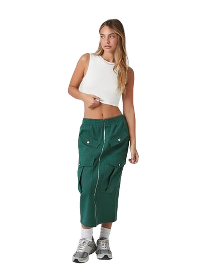 FOREVER 21 Zip-Front Cargo Midi Skirt  - Image 1