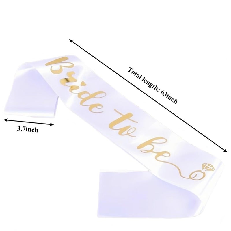 Luwigs Bride To Be Sash for Bridal Shower Bachelorette Party Wedding Engagement Party Favors Gift White Satin Sash with Rose Gold Foil Lettering - Image 2