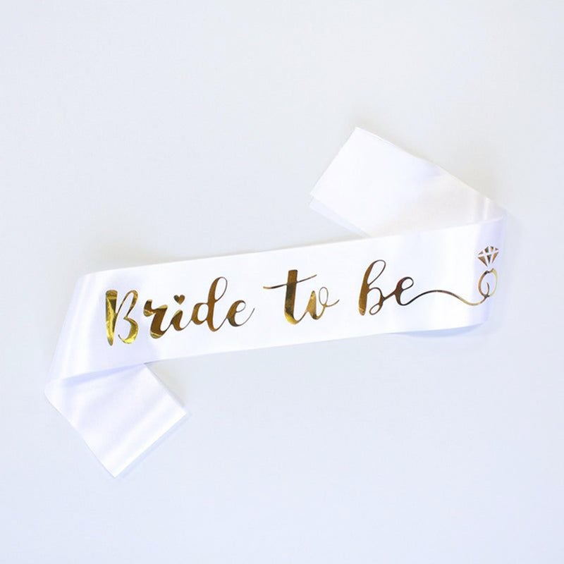 Luwigs Bride To Be Sash for Bridal Shower Bachelorette Party Wedding Engagement Party Favors Gift White Satin Sash with Rose Gold Foil Lettering - Image 1