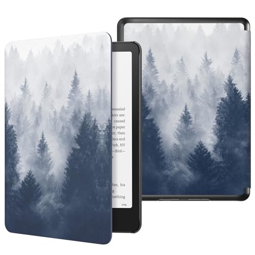 MoKo Case for All-new 7"Kindle Paperwhite 12th Generation 2024&Kindle Colorsoft Signature Edition 2024,Lightweight PU Protective Shell Cover with Auto Wake/Sleep for Kindle Paperwhite 2024,Gray Forest - Image 1