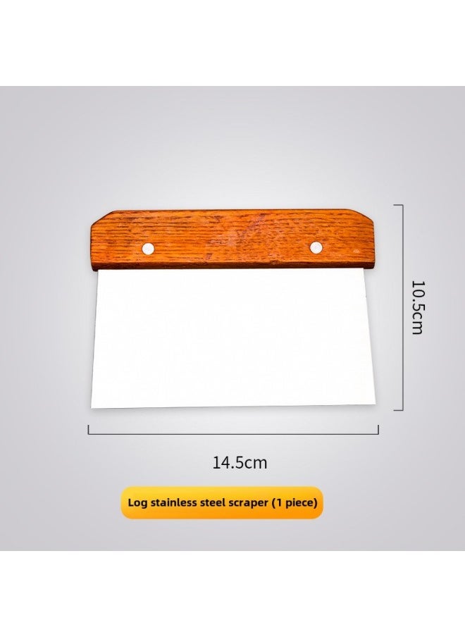 Generic 烘焙工具塑料奶油刮板硅胶抹蛋糕刮刀梯形肠粉切面半圆透明软刮片-颜色:不锈钢切面刀—木柄  - Image 1