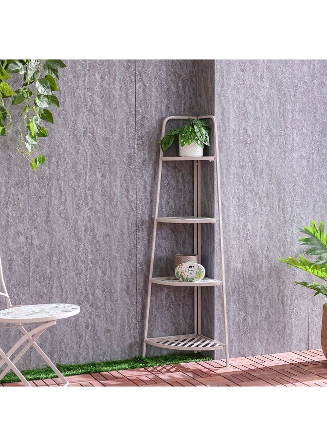 DANUBE HOME 4-Tier Corner Shelf for Plants or Décor – Space-Saving Outdoor & Indoor Storage Rack for Balcony, Garden or Bathroom – Durable Metal Frame with Compact Stylish Design - Image 1