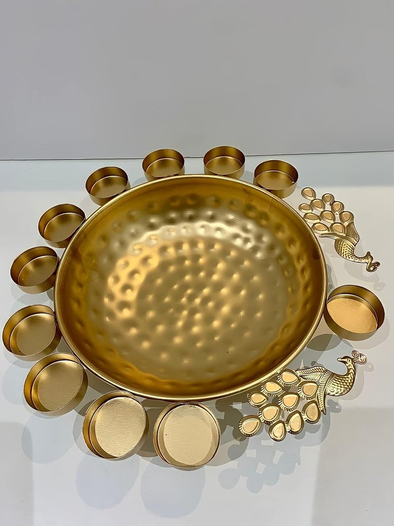 Decorative Urli Bowl for Home Handicraft Bowl for Floating Flowers Tea Light Candles Traditional Festive Diwali Decor Floating Flowers Tealight Candles Decoration Items for Home Design_1