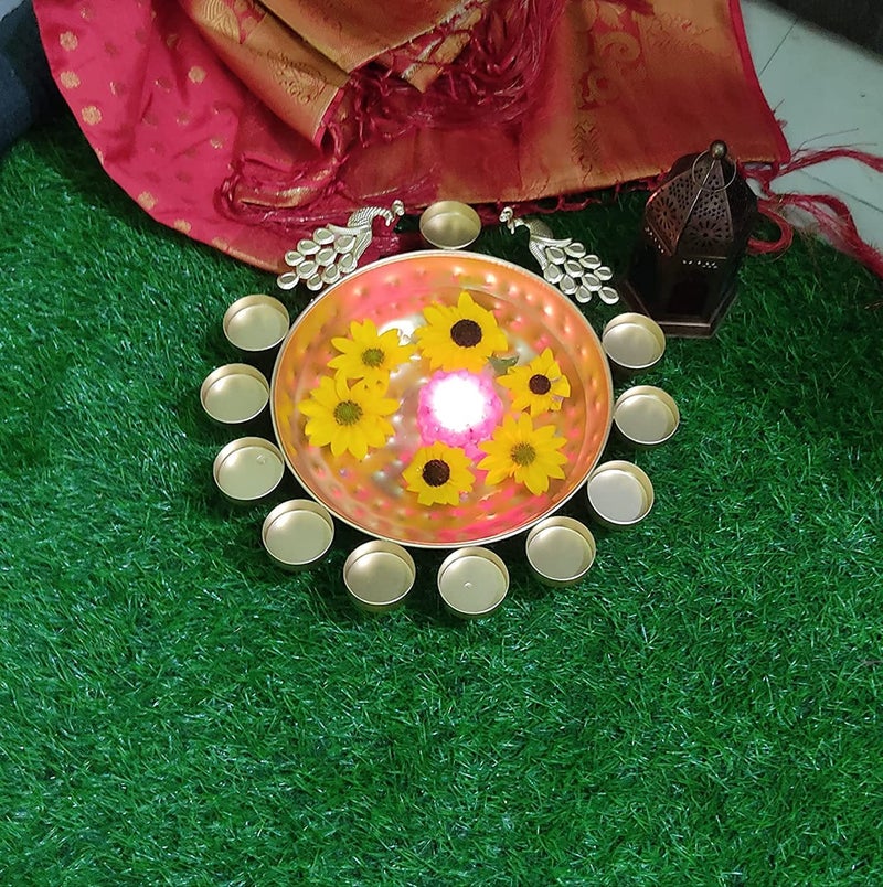 Decorative Urli Bowl for Home Handicraft Bowl for Floating Flowers Tea Light Candles Traditional Festive Diwali Decor Floating Flowers Tealight Candles Decoration Items for Home Design_1