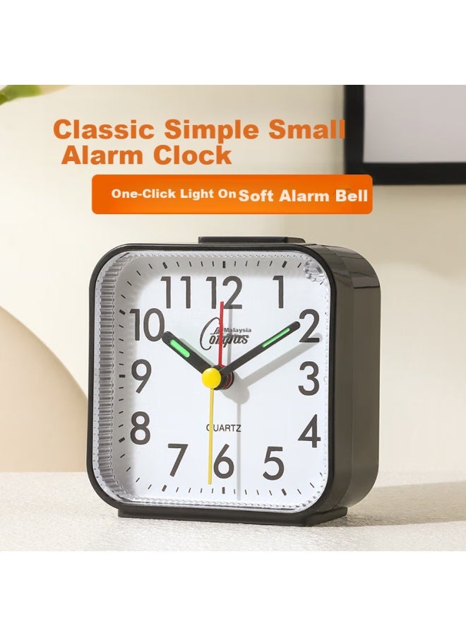 Compas Desktop Children's Alarm Clock, Quartz Clock For Students' Wake-up Aid, Simple Bedroom Bedside Clock, 2334 Black New Year Gift - Image 1
