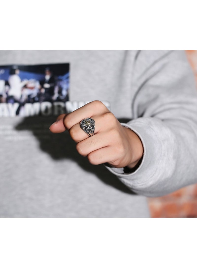 خاتم رجالي قابل للتعديل من الفضة الإسترليني S925، خاتم أنيق فريد من نوعه من الفضة الإسترليني، خاتم مفتوح لا يتلاشى - Image 1