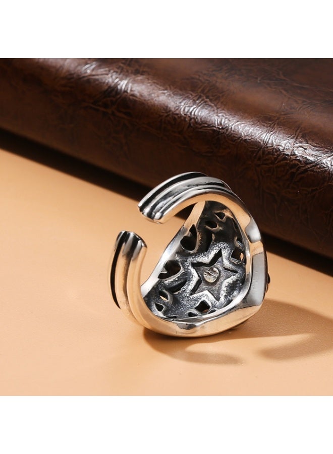 خاتم رجالي قابل للتعديل من الفضة الإسترليني S925، خاتم أنيق فريد من نوعه من الفضة الإسترليني، خاتم مفتوح لا يتلاشى - Image 4