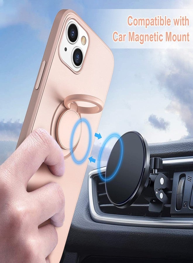 Hython Case for iPhone 13 Case with Ring Stand [360° Rotatable Ring Holder Magnetic Kickstand] [Soft Microfiber Lining] Gel Rubber Full Body Shockproof Protective Case Cover for Women, Pink Sand - Image 5