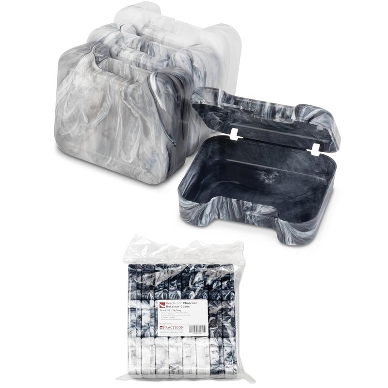 Easy Open Retainer Cases, Assorted Charcoal Swirl Colors, Bulk Pack of 24