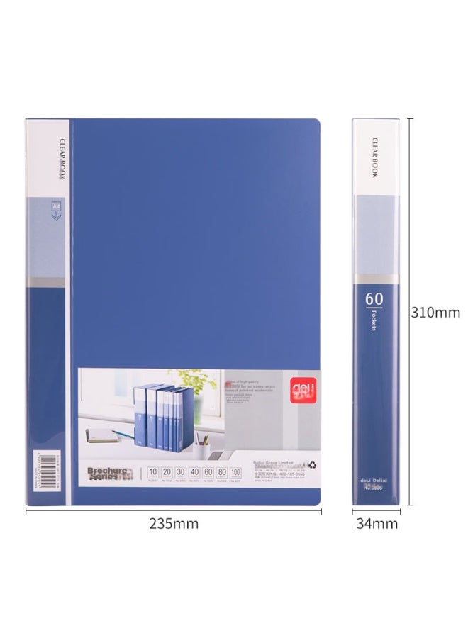 Deli A4/60-page Business Doent Folder, Transparent Pocket File Folder, Loose-leaf File Organizer, Loose-leaf Pocket File Folder, Office And Study Supplies 5005 - Image 2