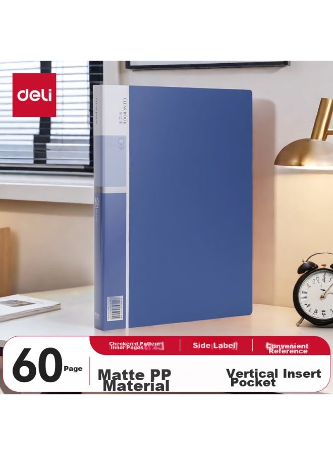 Deli A4/60-page Business Doent Folder, Transparent Pocket File Folder, Loose-leaf File Organizer, Loose-leaf Pocket File Folder, Office And Study Supplies 5005 - Image 1