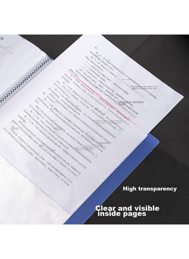 Deli A4/60-page Business Doent Folder, Transparent Pocket File Folder, Loose-leaf File Organizer, Loose-leaf Pocket File Folder, Office And Study Supplies 5005 - Image 5