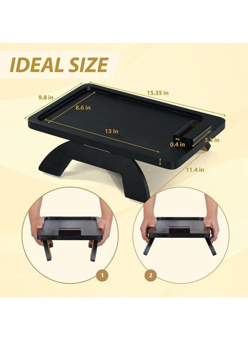 Oasisgalore Couch Table Tray,Black Foldable Sofa Armrest Tray  - Image 4