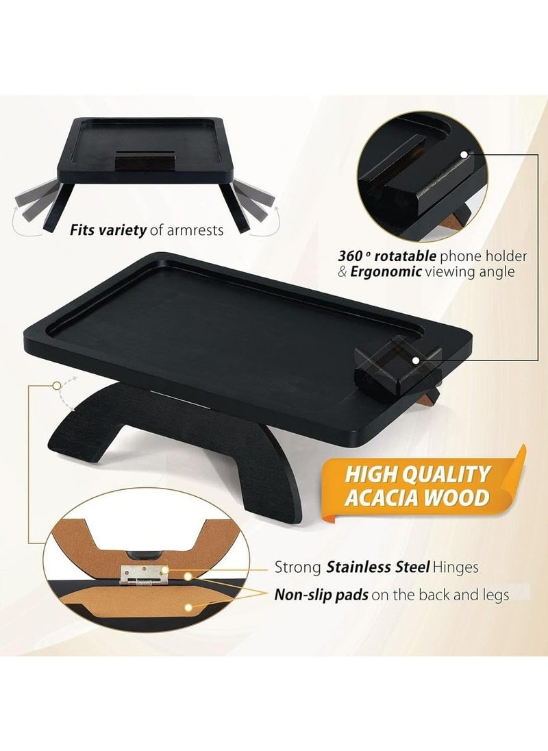 Oasisgalore Couch Table Tray,Black Foldable Sofa Armrest Tray  - Image 5