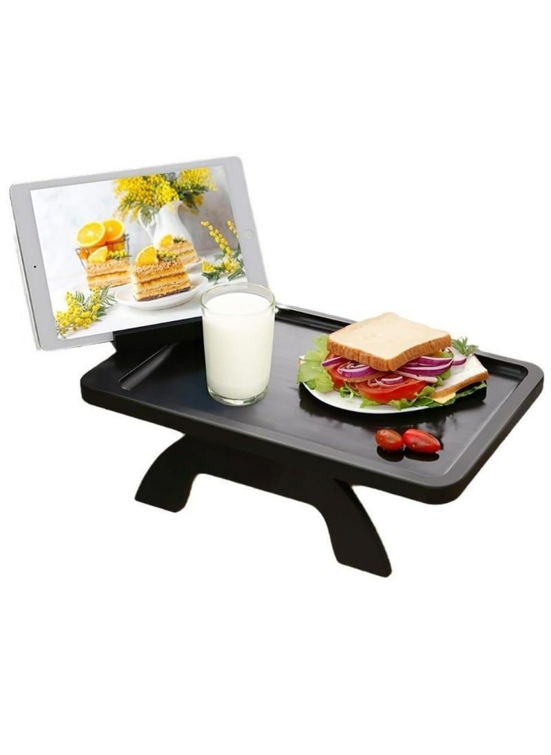 Oasisgalore Couch Table Tray,Black Foldable Sofa Armrest Tray  - Image 1