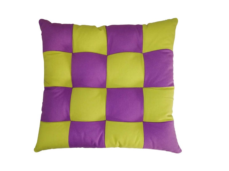 Lushomes Chair Pads Purple with Green Reversible Driver seat Cushion for car Dining Chair Cushion Cushion for car tie up Cushions for Chairs Cotton Cushion 15 Inch x15 Inch 1 Pc - Image 2