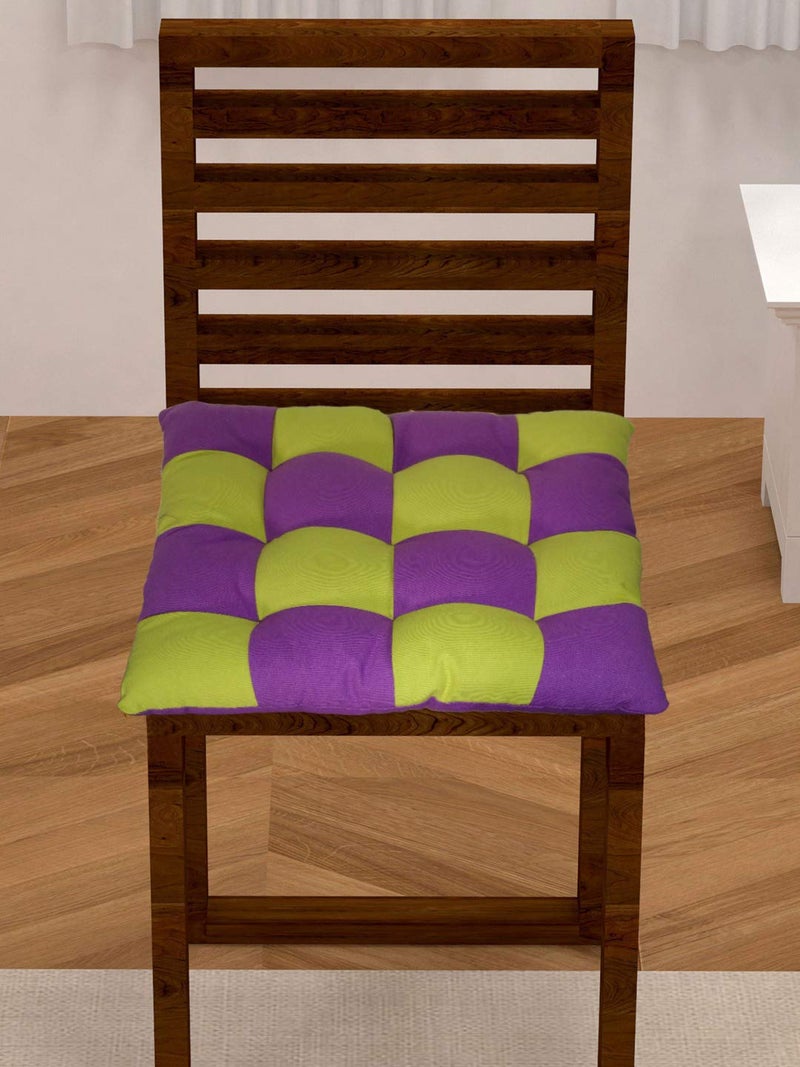 Lushomes Chair Pads Purple with Green Reversible Driver seat Cushion for car Dining Chair Cushion Cushion for car tie up Cushions for Chairs Cotton Cushion 15 Inch x15 Inch 1 Pc - Image 1