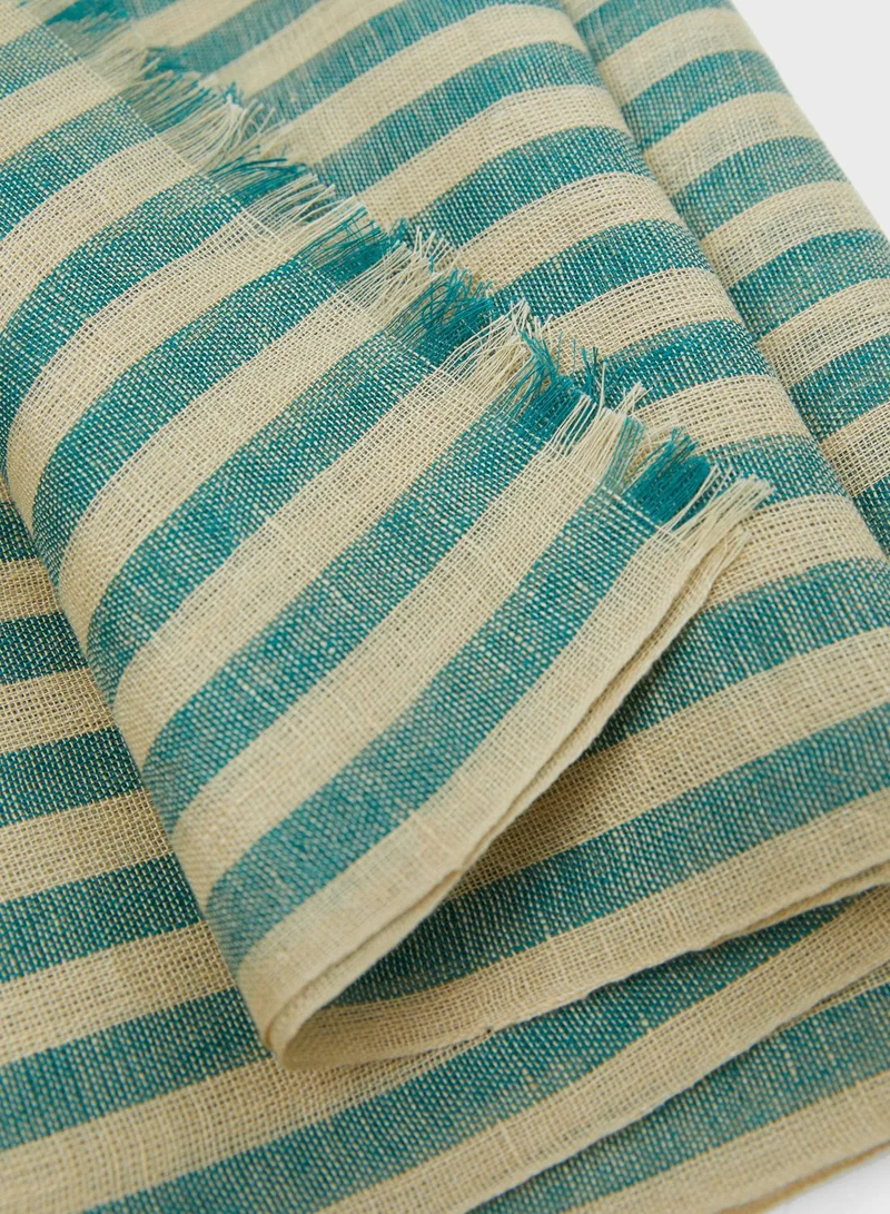MANGO Striped Fringe Detail Scarf