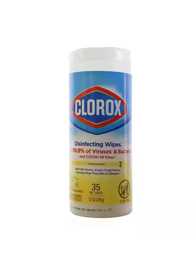 Clorox Disinfecting Crisp Lemon Wipes, Kills 99.9 of Viruses and Bacteria- 35 Wet Wipes - Image 1