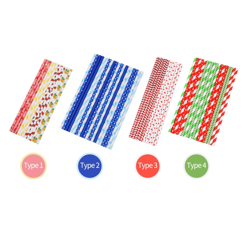 Disposable Drinking Straws 100pcs Thick Sturdy Good-Quality Paper Straws - Gorgeous Color Unique Fashionable Shape for Home Party Celebrations Bars Cafes - Image 2