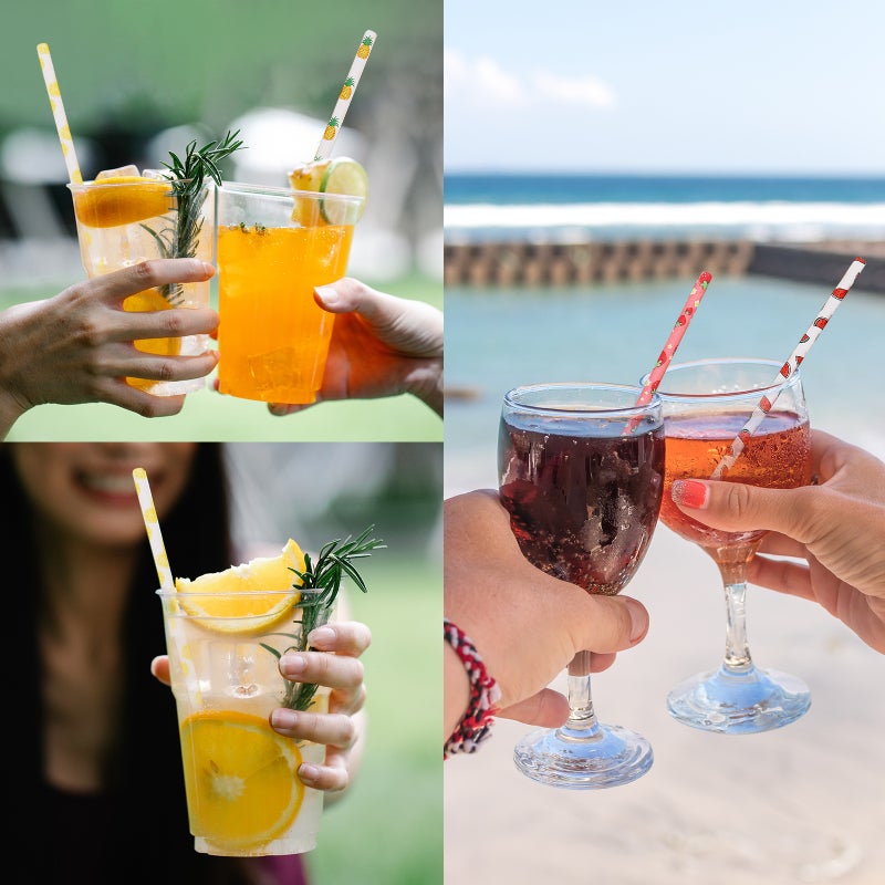 Disposable Drinking Straws 100pcs Thick Sturdy Good-Quality Paper Straws - Gorgeous Color Unique Fashionable Shape for Home Party Celebrations Bars Cafes - Image 4