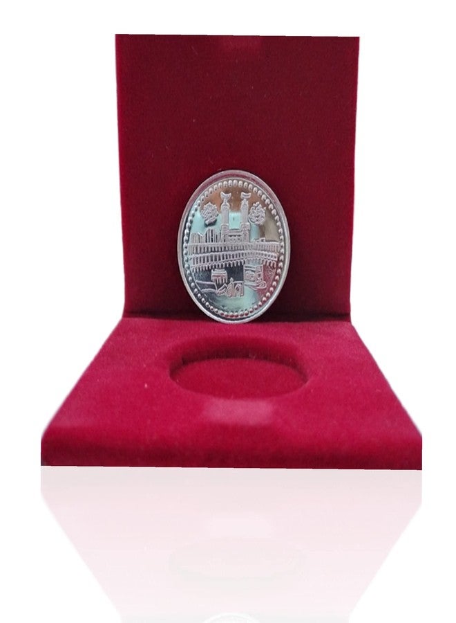 Nine10 German Silver/Silver Plated Coins of Kaba Macca Madina Allah Islamic 10 Grams with Velvet Gift case for Ramazaan Eid Gift for Friends and Relatives.