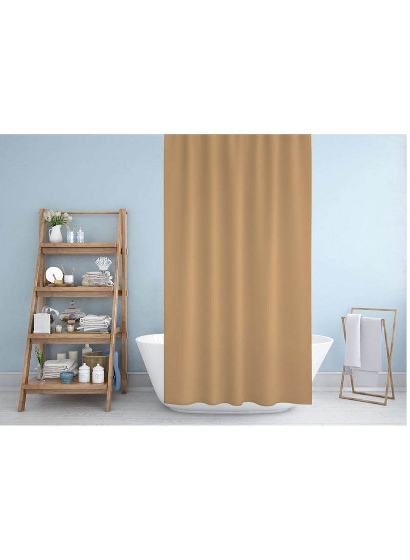 Zeenah Furniture Solid Beige Color Shower Curtain Heavy Duty Design With 12 Grommets And Hooks 180 x 180cm  - Image 2