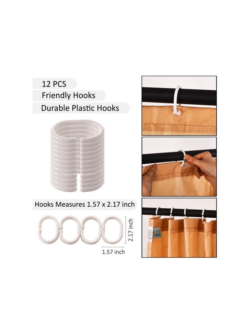 Zeenah Furniture Solid Beige Color Shower Curtain Heavy Duty Design With 12 Grommets And Hooks 180 x 180cm  - Image 3
