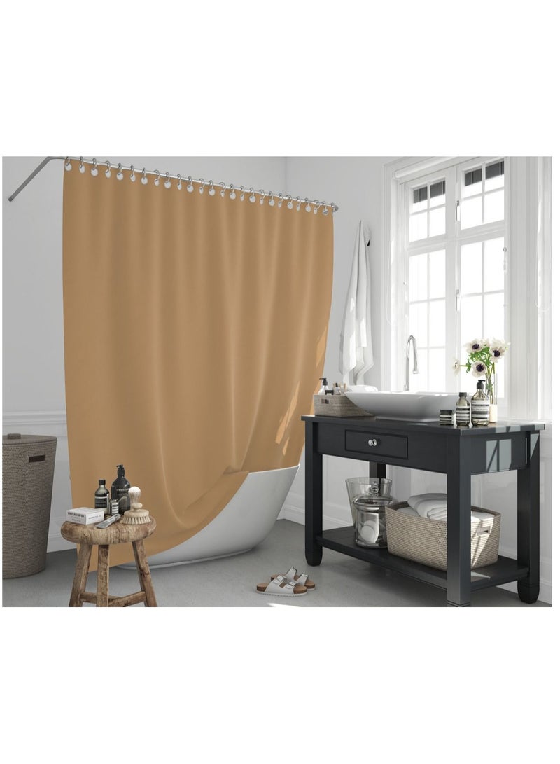 Zeenah Furniture Solid Beige Color Shower Curtain Heavy Duty Design With 12 Grommets And Hooks 180 x 180cm  - Image 1