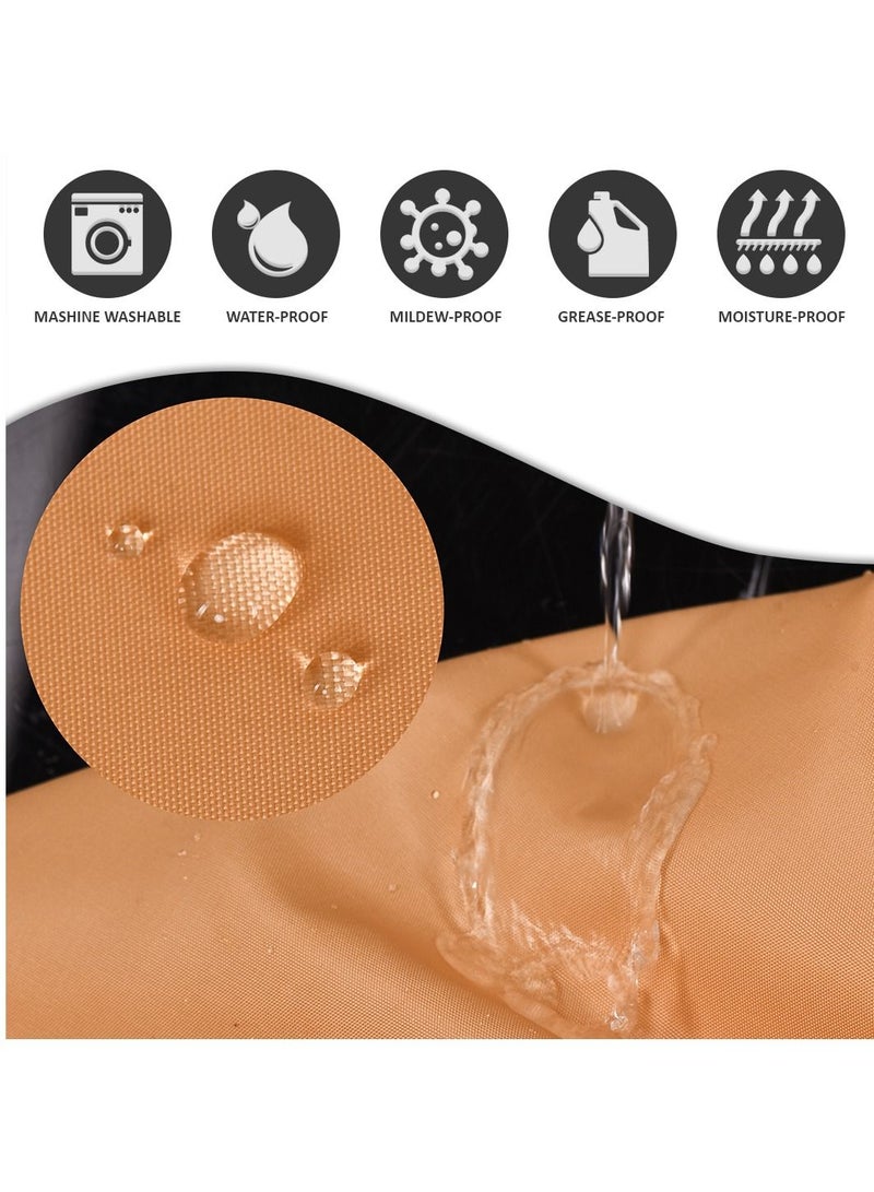 Zeenah Furniture Solid Beige Color Shower Curtain Heavy Duty Design With 12 Grommets And Hooks 180 x 180cm  - Image 4