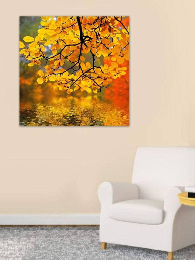 WOODEN FRAMED PRINTED BEAUTIFUL AUTUMN CANVAS PAINTING 24X24 INCHES