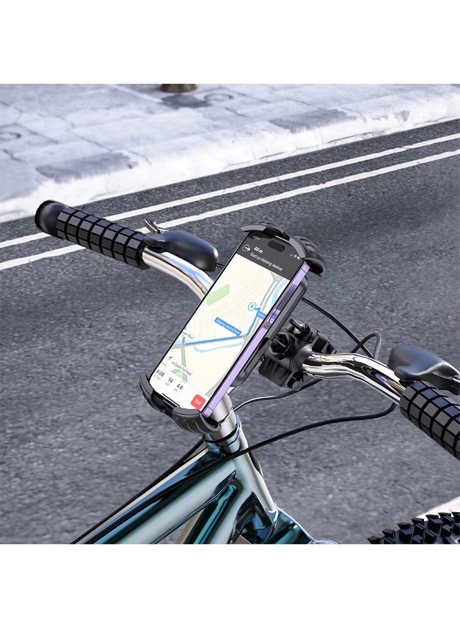 بوروفون حامل موبايل Borofone BH105 للموتوسيكلات والدراجات بتثبيت قوي ودوران 360 درجة متوافق مع هواتف 4.7-7 بوصة – أسود - Image 4