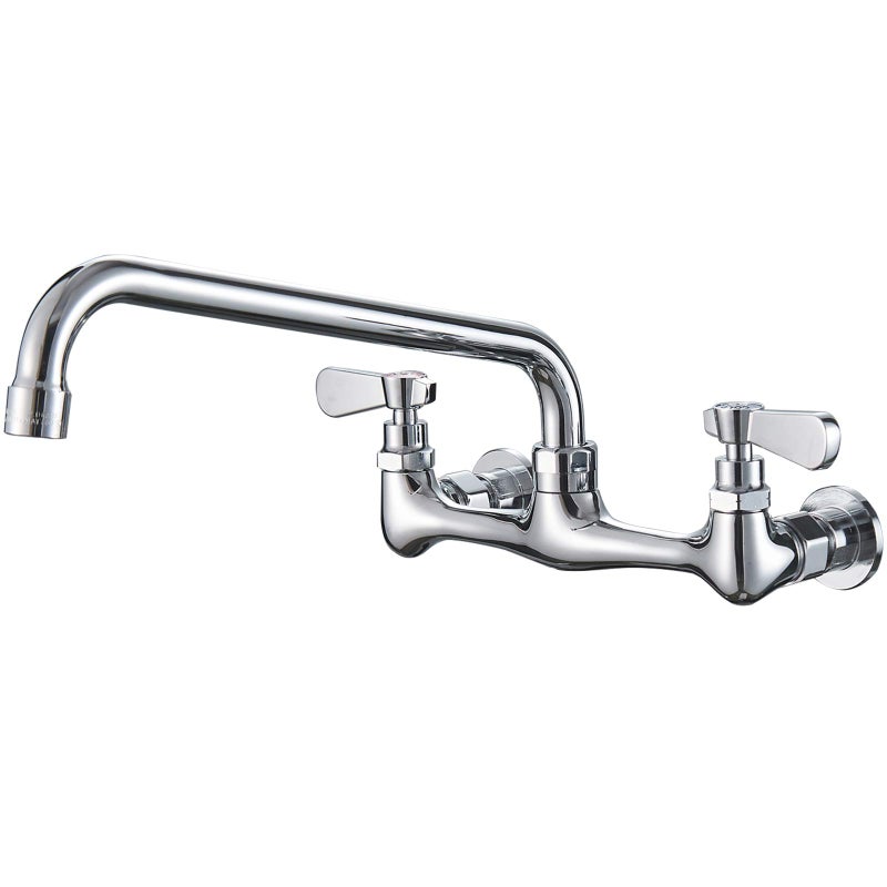 Kitchen Faucet Wall Mounted 8 Centers 8 Adjustabel Centers 12 Female Inlets 12 Swivel Spout 2Handles Utility Commercial Sink Faucet Polish Chrome Mixer Tap by Homevacious