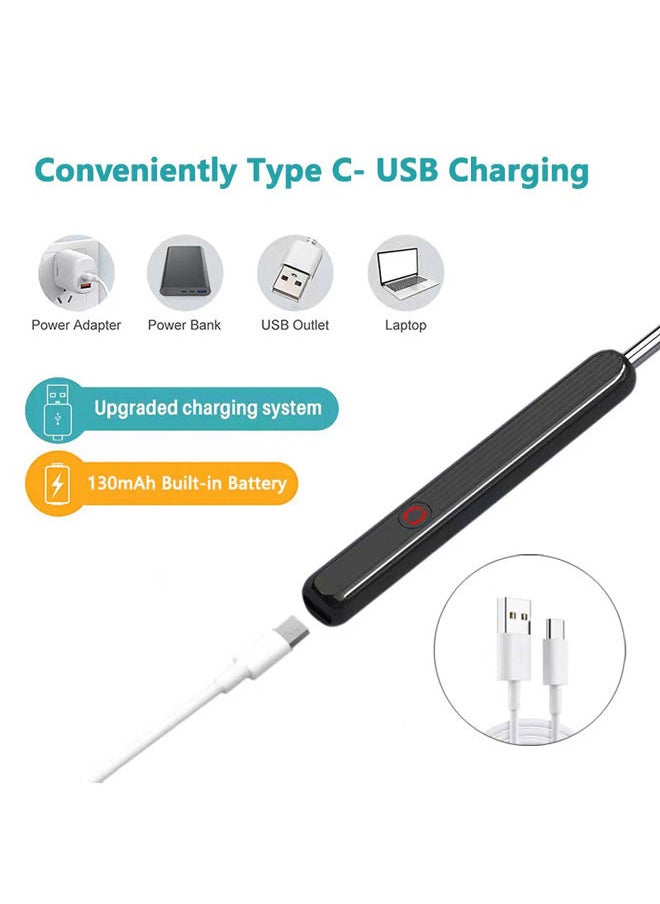 Rock Pow - Ear Wax Removal, Wi-Fi Visible Wax Elimination Spoon with 4 Soft Silicone Ear Scoops, Wireless Ear Endoscope 1080p with LED Light for iPhone, iPad, Android Phones (Black) - Image 1