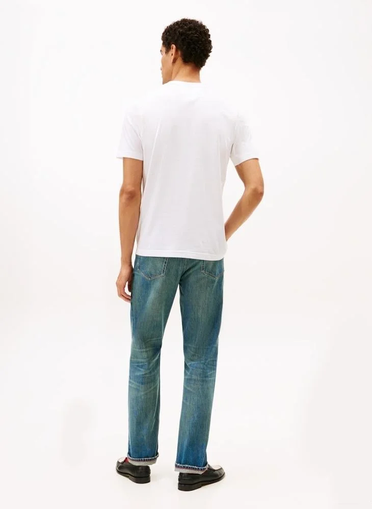 تومي هيلفيغر تيشيرت بياقة دائرية وشعار